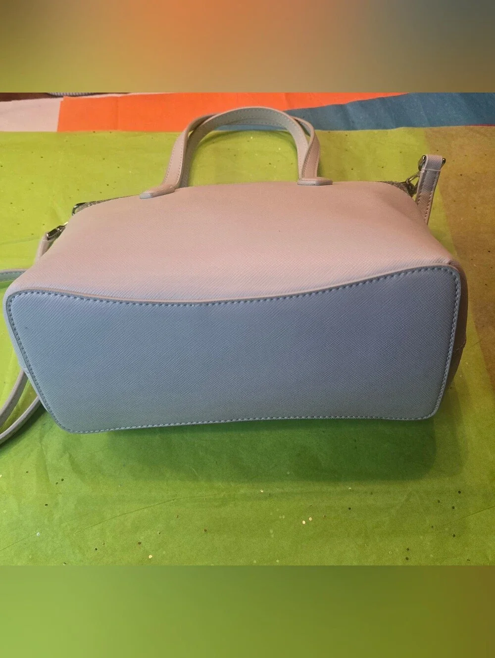 Kate Spade Flash Glitter Mixed Saffiano Satchel With Crossbody Strap Like New